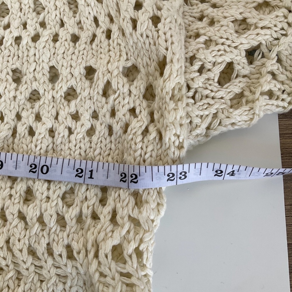 Free People Anthropologie Joelle Short Sleeve Crochet Cardigan White Oversize XS - Picture 6 of 7